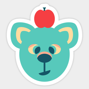 CUTE ADORABLE BEAR Friendly Sleepy Eyes Balanced Apple Kids - UnBlink Studio by Jackie Tahara Sticker